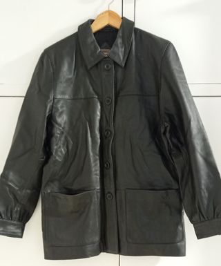 Cazadora cuero negro