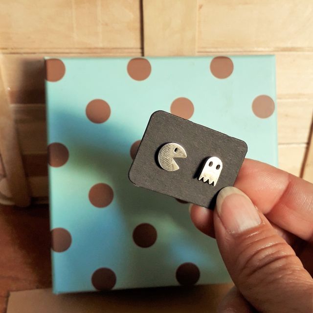 Pacman y Blinky Pendientes de acero hipoalergenico