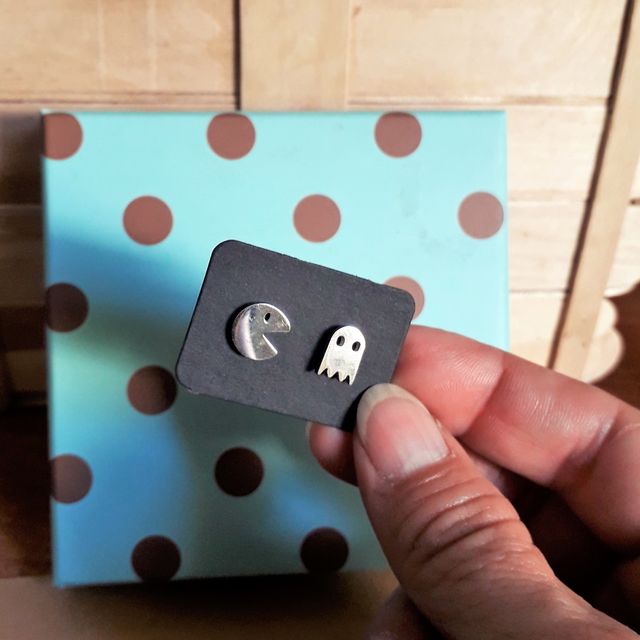 Pacman y Blinky Pendientes de acero hipoalergenico