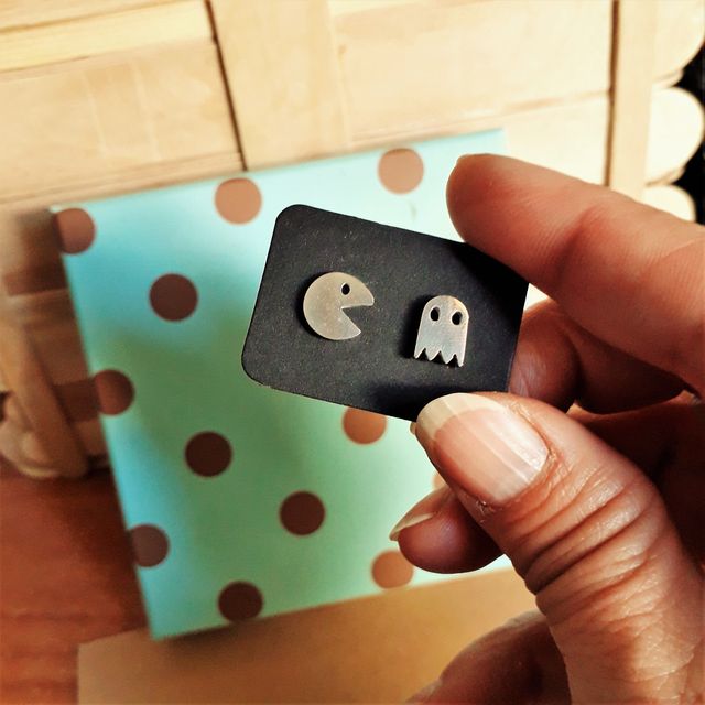 Pacman y Blinky Pendientes de acero hipoalergenico