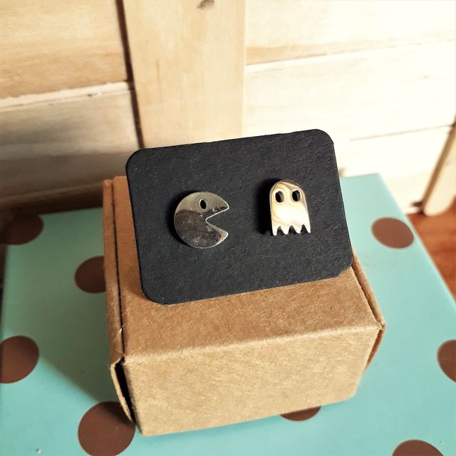 Pacman y Blinky Pendientes de acero hipoalergenico