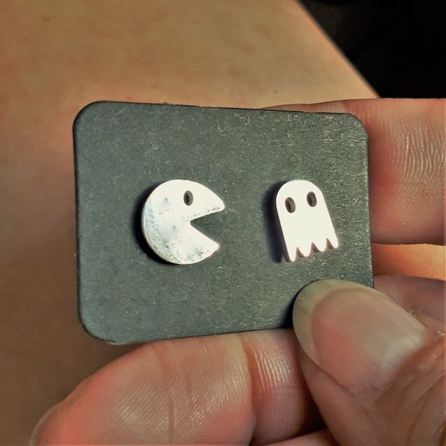 Pacman y Blinky Pendientes de acero hipoalergenico