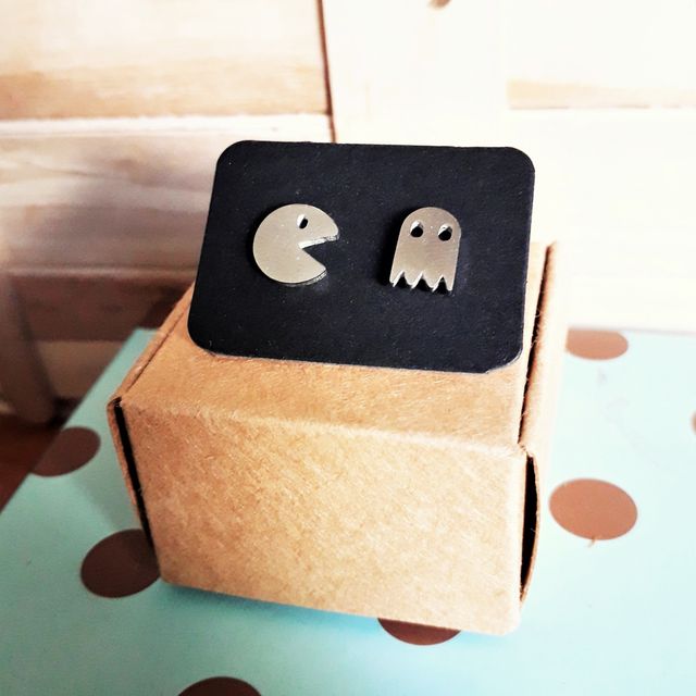 Pacman y Blinky Pendientes de acero hipoalergenico