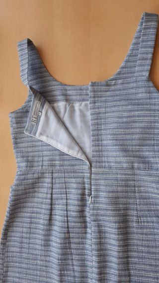 Vestido azul, tejido tweed, Roberto Torretta