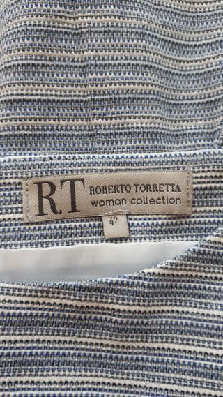 Vestido azul, tejido tweed, Roberto Torretta