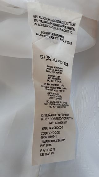 Vestido azul, tejido tweed, Roberto Torretta