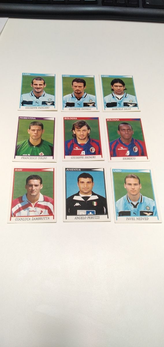 Lotto 9 figurine Panini, calciatori 1998-99