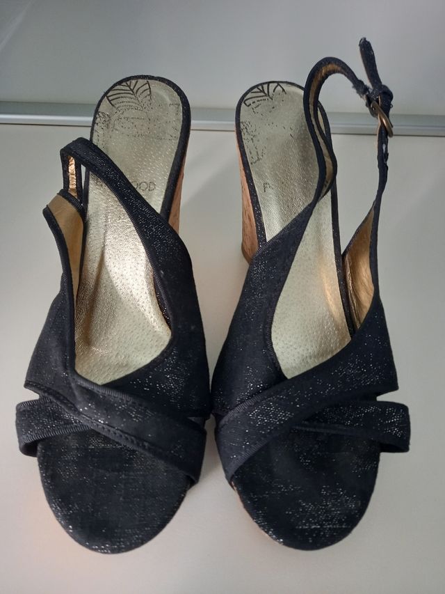 Zeppe tessuto nero luccicante