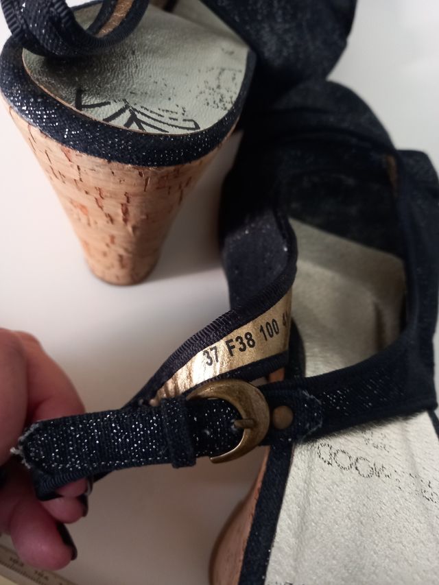 Zeppe tessuto nero luccicante