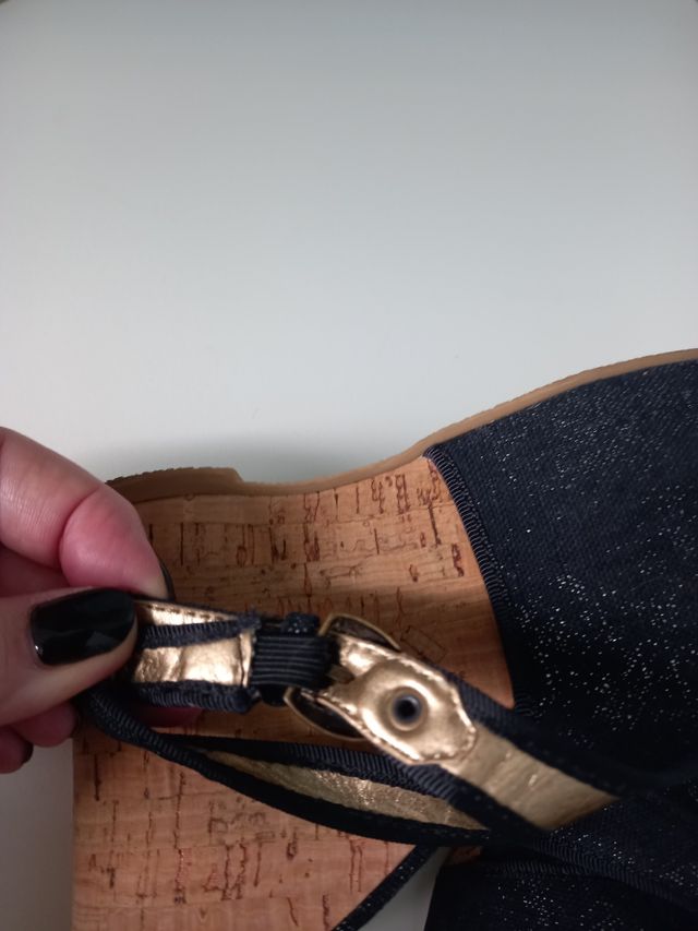 Zeppe tessuto nero luccicante