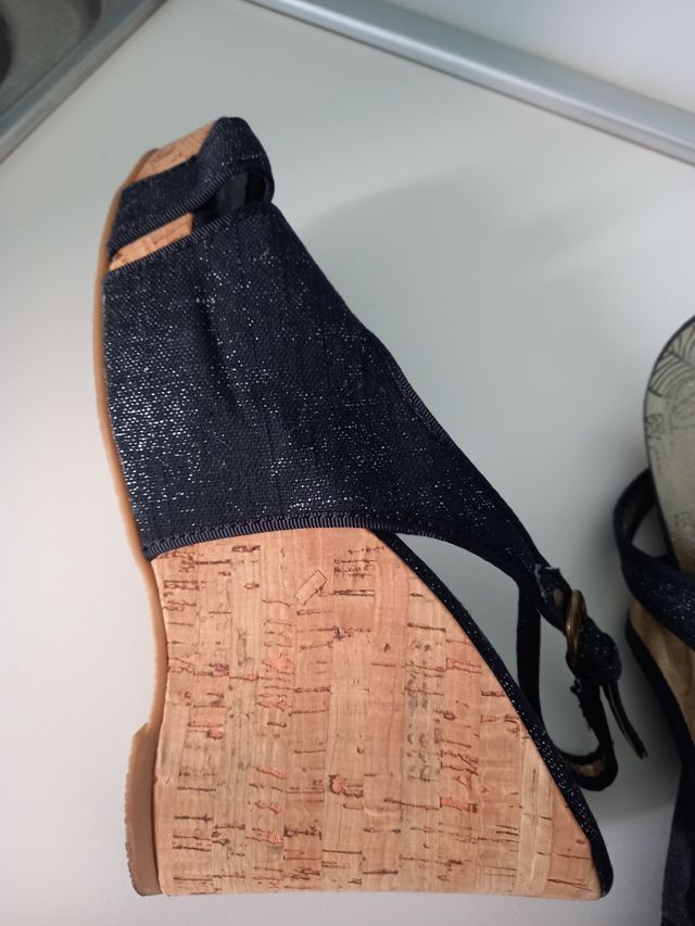 Zeppe tessuto nero luccicante