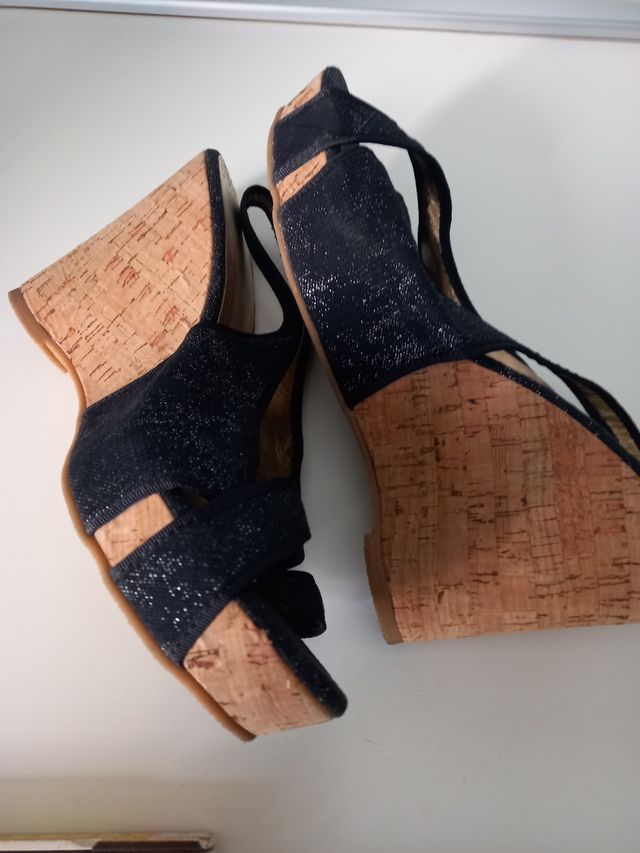 Zeppe tessuto nero luccicante