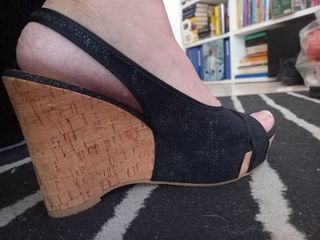 Zeppe tessuto nero luccicante