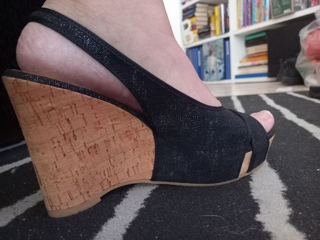 Zeppe tessuto nero luccicante