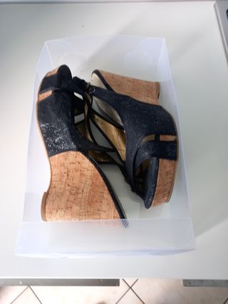 Zeppe tessuto nero luccicante