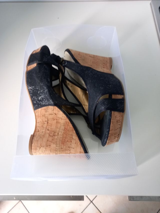 Zeppe tessuto nero luccicante