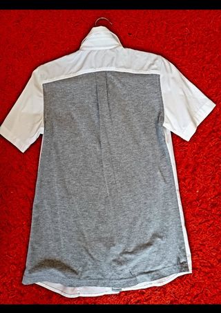 Camisa equitación 14a blanca y gris concurso 