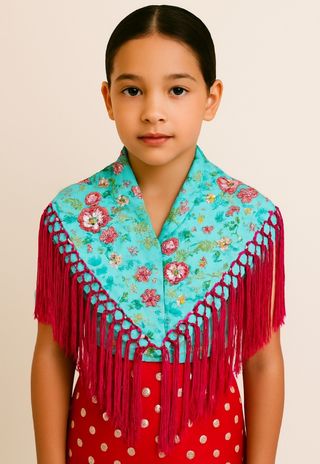 Manton de manila para niña. Moda flamenca