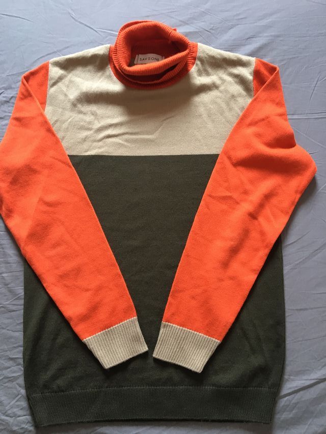 Maglione collo alto leggero arancio/beige/marrone