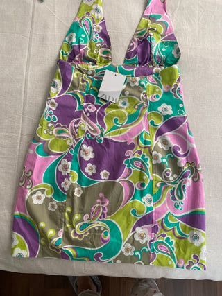 Vestido ZARA escote halter nuevo estilo años 70