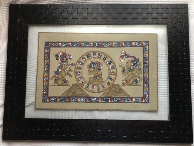 Cuadro calendario Maya pintado a mano