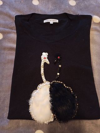 jersey de punto, con bordado cisnes