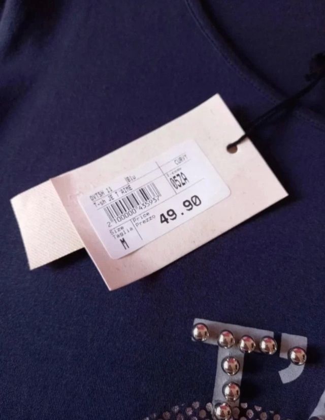 Maglia blu viscosa con applicazioni