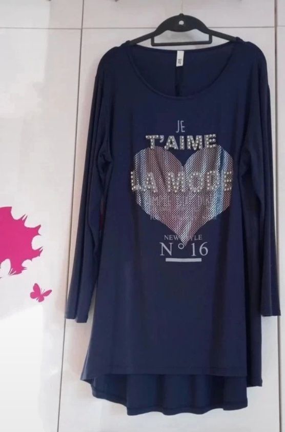 Maglia blu viscosa con applicazioni