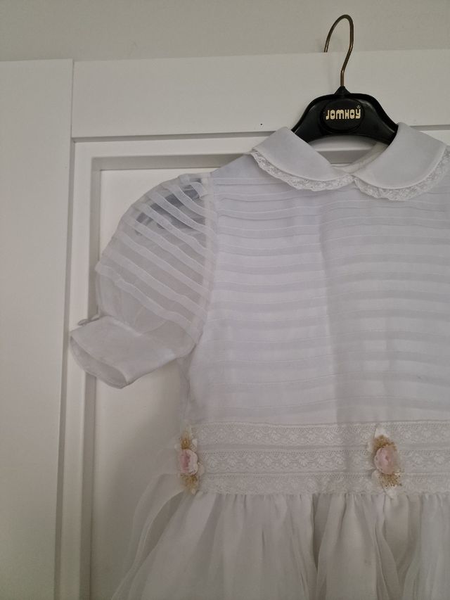 Vestido primera comunión blanco florecitas
