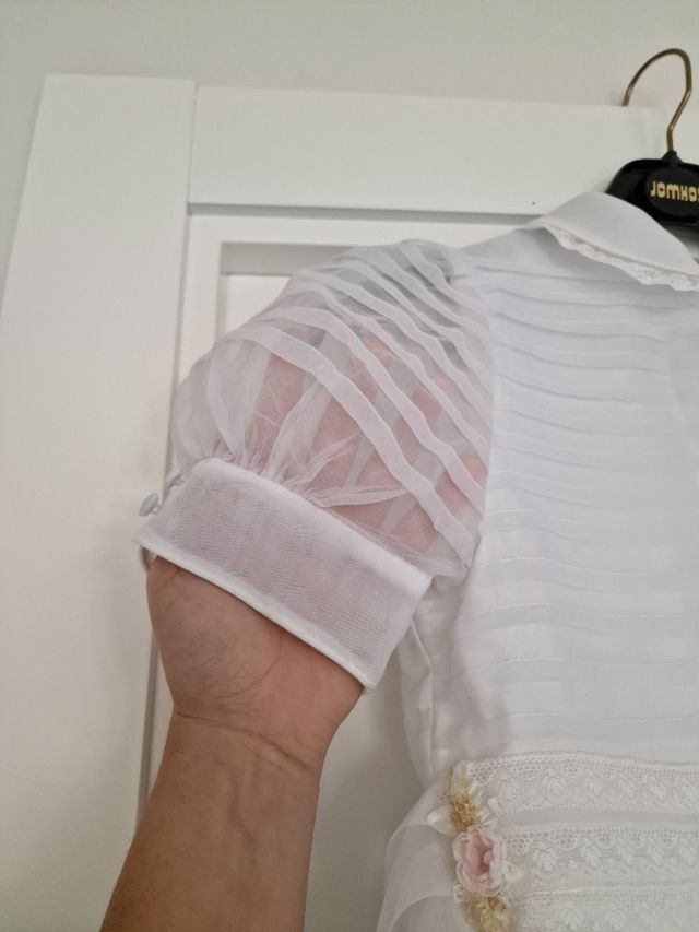 Vestido primera comunión blanco florecitas