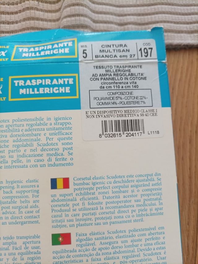 cintura fascia post operatoria parto scudotex 5