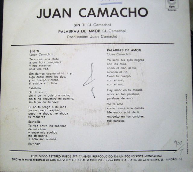 JUAN CAMACHO - SIN TÍ - ULTRA RARO.... Y OTROS MÁS