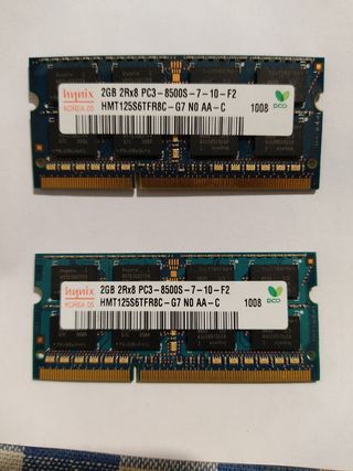 4 GB RAM (2x2GB) 2 MEMORIAS DDR3 de 2GB cada una