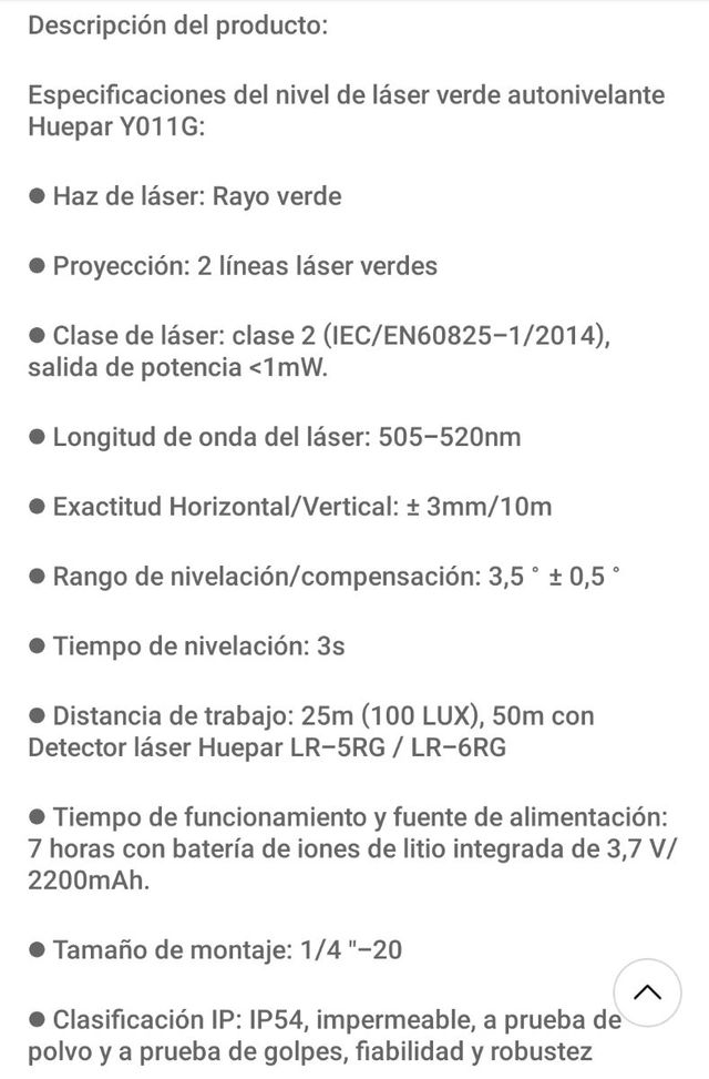 MEDIDOR LÁSER 2 LÍNEAS HUEPAR Y011G