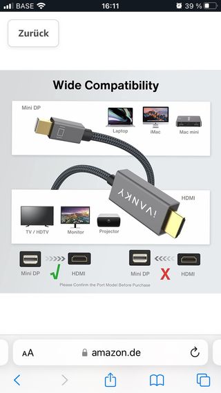Cable Adaptador MiniDisplay port a HDMI