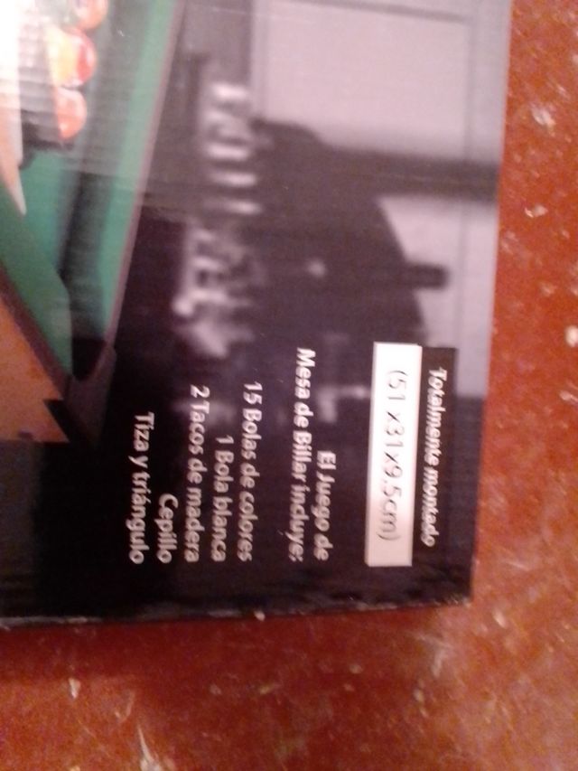 mesa de billar sin usar