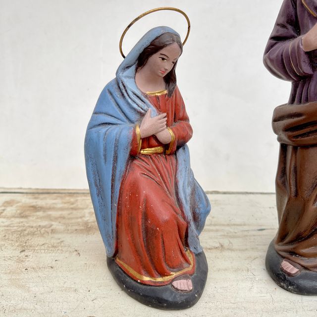 Antiguas figuras Belén - Virgen María y San José