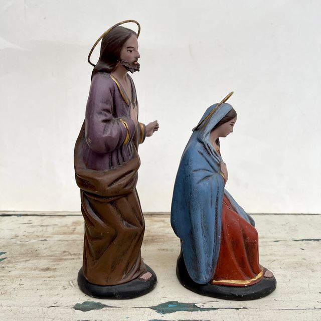 Antiguas figuras Belén - Virgen María y San José