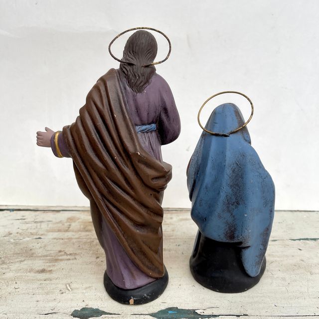 Antiguas figuras Belén - Virgen María y San José