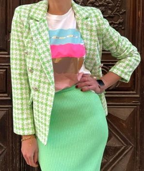 Chaqueta verde y blanca pata gallo