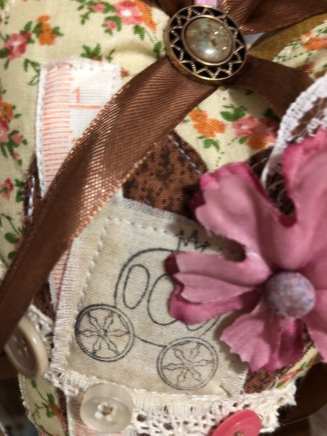 Colgante corazón de tela