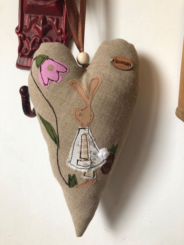 Colgante corazón de tela