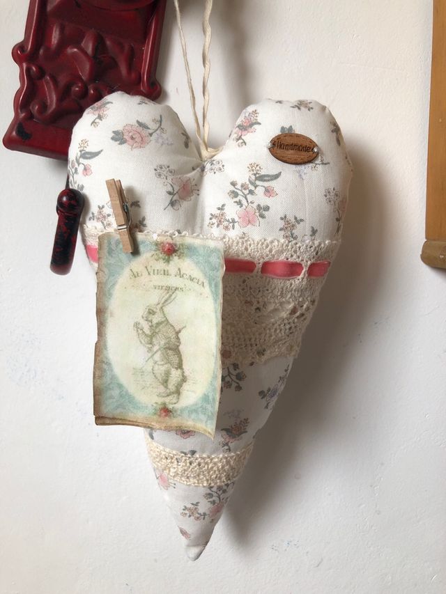 Colgante corazón de tela