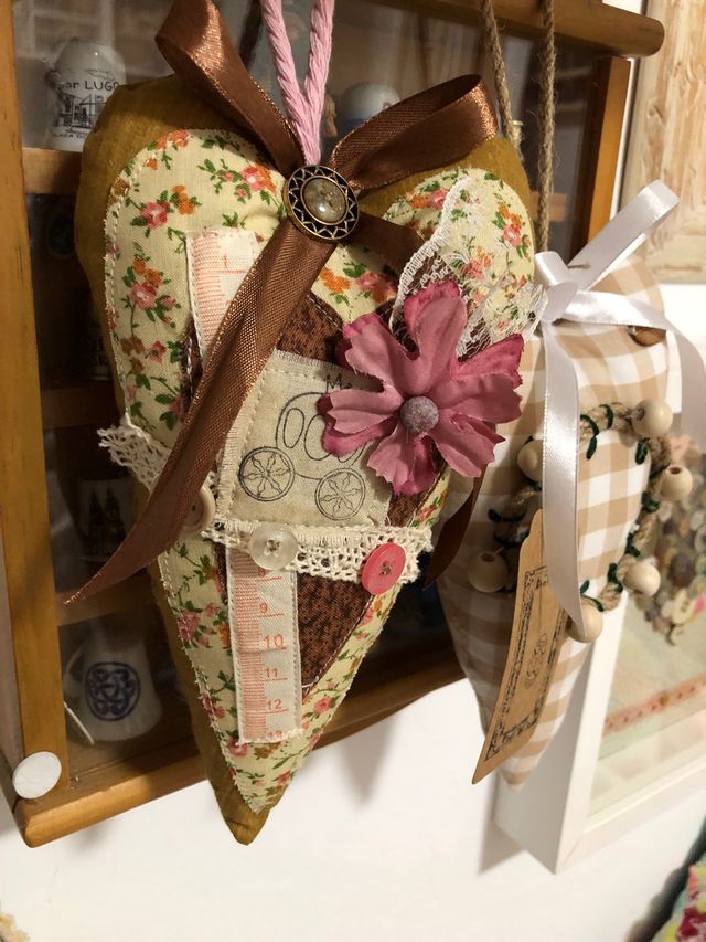 Colgante corazón de tela