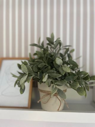 Planta artificial y macetita beige