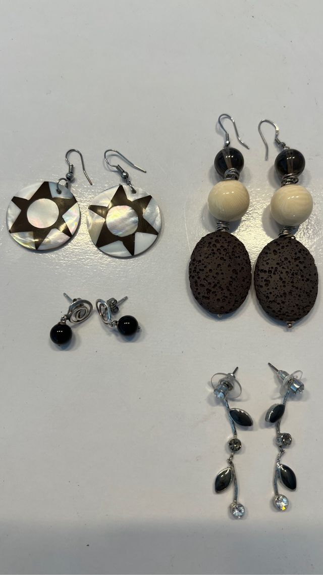 Lote 4 pares de pendientes bisutería 
