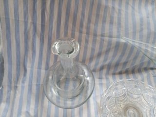 Cristal muy antiguo. Tapón. Porrón. Bote. Frutero.