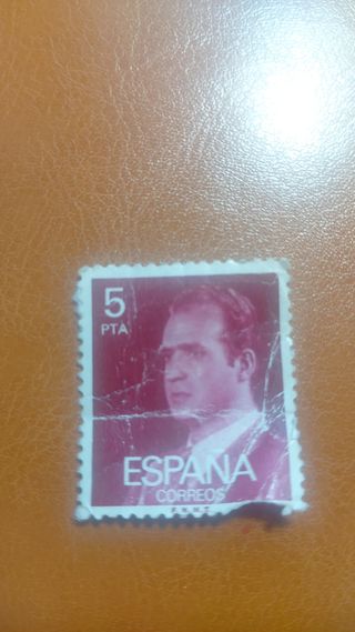 sello antiguo 5 pesetas de Juan Carlos I