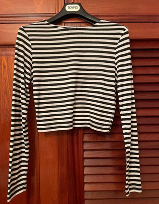 Crop top de rayas manga larga