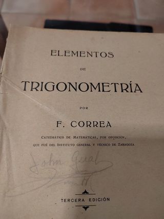 ELEMENTOS DE TRIGONOMETRIA. 1923.